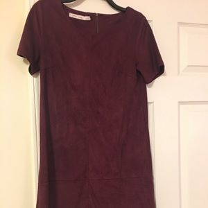 Maroon/plum colored dress. Suede-like